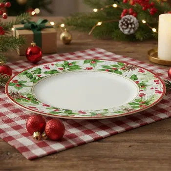 Stolování Porcelánový jídelní mělký talíř EASY LIFE CHRISTMAS BERRIES 26,5 cm