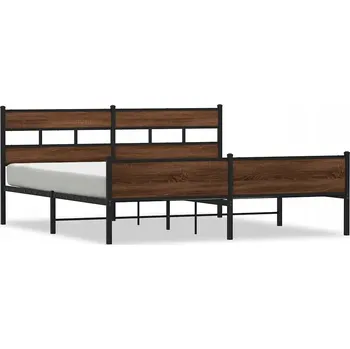 Postel Rám postele s čelem, hnědý dub, 207x187x91,5 cm