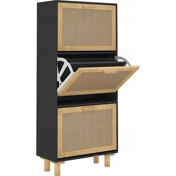 Botník Černá botník ve skandinávském stylu 52 x 25 x 115 cm se 3 zásuvkami