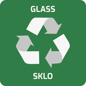 Odpadkový koš Samolepka pro odpadkový koš pro tříděný odpad - SKLO, zelená, 12 x 12 cm