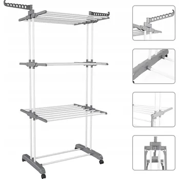 Sušák na prádlo VĚŽOVÝ SUŠÁK NA PRÁDLO PRO SUŠENÍ OBLEČENÍ ŠEDÝ 170x74x64cm