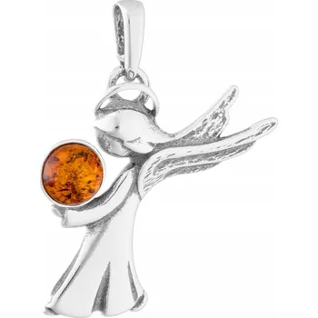 Přívěsek Stříbrný Anděl Přívěsek Andílek s Jantarem Stříbro