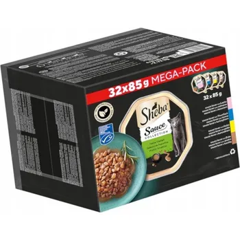 Krmivo pro kočku Sheba Výběr chutí mokré krmivo pro kočky mix chutí v omáčce, vanička 32x85 g