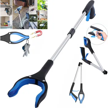 Obraz Modrý skládací drapák/kleště na sbírání s aretací a LED, 83 cm