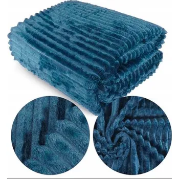 Přehoz na lůžko Přehoz na postel deka s reliéfním vzorem proužky 200x220 cm