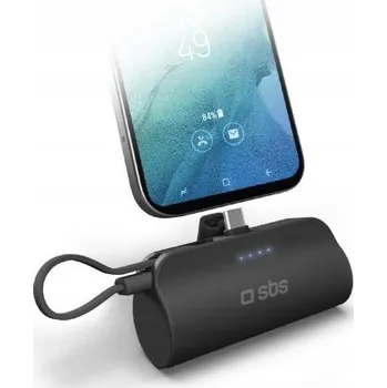 Powerbanka Powerbanka SBS TEBB5000PLUGCK 5000 mAh 12W Černá 2x USB-C
