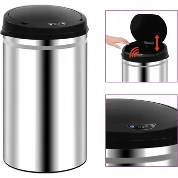 Odpadkový koš Automatický odpadkový koš 40 L stříbrný s senzorem 30,5 x 67,5 cm