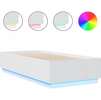 Postel Rám postele s LED osvětlením 203x102x40 cm, bílá dřevěná překližka
