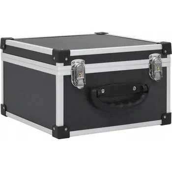 Černý kufr na CD 29,5 x 29,5 x 18,5 cm s hliníkovými hranami