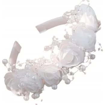 Čelenka Čelenka do vlasů s perličkami pro dívku - Bílá elegance