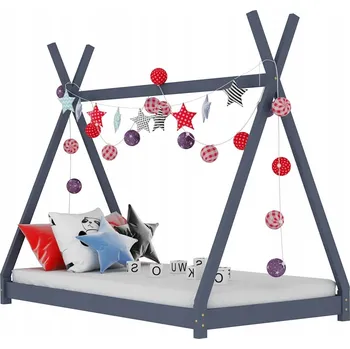 Postel Rám postele tipi šedý 168 x 86 x 146 cm z masivního borovicového dřeva