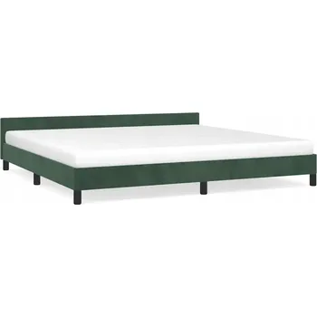 Postel Rám postele s čelem, sametový, tmavě zelený, 207 x 206 x 50 cm
