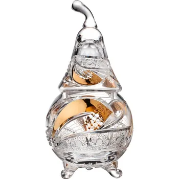 Dóza na potraviny Broušená zlacená dóza, Hruška, Glamour Crystal, 28,5 cm