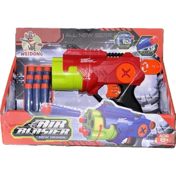 autodráha Air Blaster - Pistole s otočným zásobníkem a 9 pěnovými náboji Varianta: Červená Nové