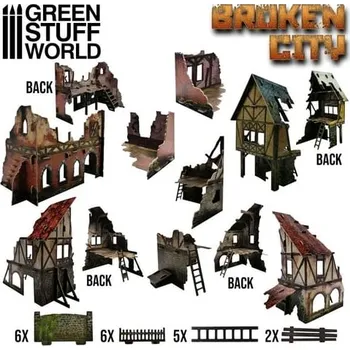 Příslušenství k deskovým hrám Green Stuff World: Broken City Terrain Set
