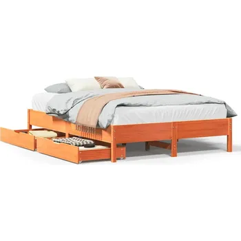 Obraz Rám postele s šuplíky, 205,5x155,5 cm, hnědá