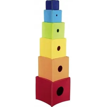 Dřevěná hračka Goki Pyramida z látkových kostek +12 měsíců