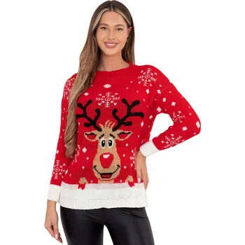 Dámský svetr Italy Moda dámský svetr červený klasický ke bokům univerzální velikost