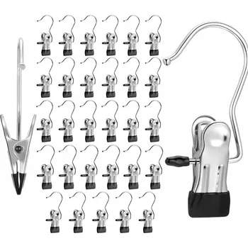 Věšák 40x VĚŠÁKY NA OBLEČENÍ S KLIPY HÁČKY SVORKY NA PONOŽKY RUČNÍKY