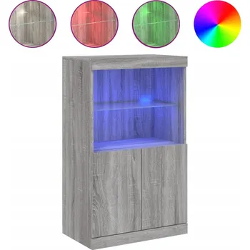 Komoda Komoda s RGB LED osvětlením, šedý dub sonoma, 60,5 x 37 x 100 cm