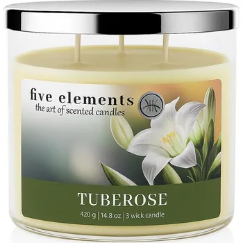 Svíčka Vonná svíčka Five Elements Tuberose, 420 g, 3 knoty
