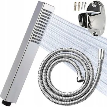 Sprchový set SPRCHOVÝ SET sprchová hlavice čtvercová + hadice + držák tryska Chrom