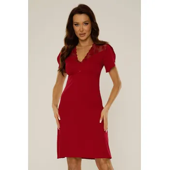 Dámská móda De Lafense noční košile 754 - bordová, S (Luxusní noční košile dámská)