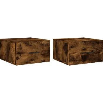 Noční stolek Závěsné noční stolky v odstínu kouřového dubu, 35 x 35 x 20 cm