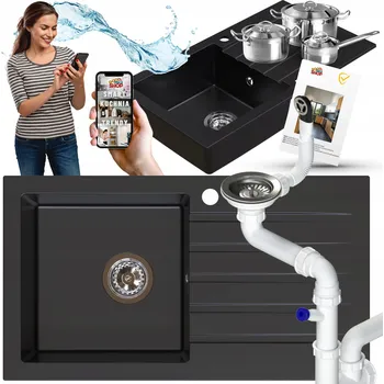 Granitový dřez Jednokomorový granitový dřez GoodPriceShop PIXIE černý