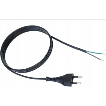 elektrický kabel Kabel s plochou přímou zástrčkou H03VVH2-F 2x0,75 3m černý