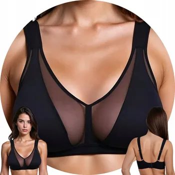 Podprsenka Vivisence 1088 černá tyl široká ramínka Podprsenka soft VYSTUŽENÁ 90D