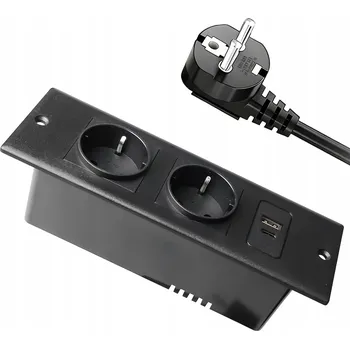 Elektrická zásuvka ZÁSUVKOVÁ LIŠTA DO STOLU SE 2 ZÁSUVKAMI, SNADNÁ INSTALACE