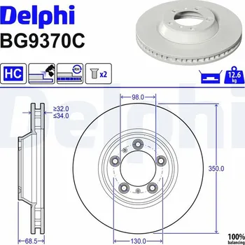 Brzdový kotouč Brzdový kotouč DELPHI BG9370C