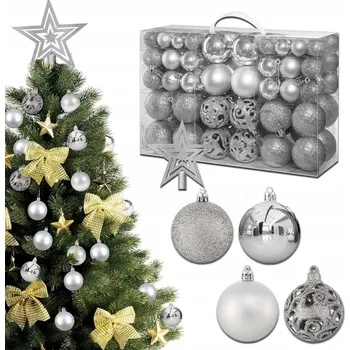 Vánoční ozdoba SADA VÁNOČNÍCH KOULÍ 101 KS NEROZBITNÉ OZDOBY NA VÁNOČNÍ STROMEČEK VELKÝ MIX