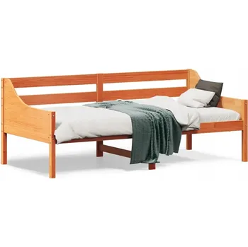 Pohovka Dřevěná pohovka s lenoškou z masivní Borovice 195,5x95,5x76 cm, hnědá