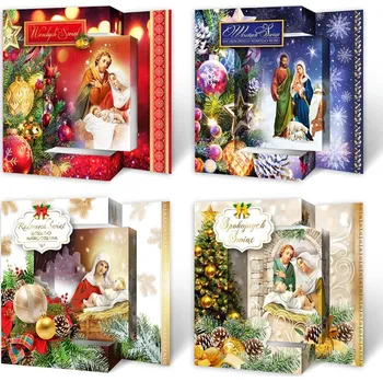 Obraz Vánoční přání s obálkou, náboženské, prostorové 3D, zlacené, B6 - F8BN