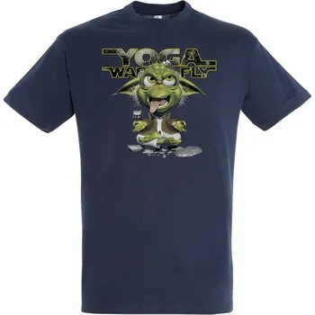 Pánské tričko panske-levne-bavlnene-tricko-digi-potisk-yoda-yoga Barva: Navy - tmavě modrá, velikost: XL