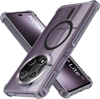 Pouzdro na mobilní telefon Techsuit – nárazuvzdorný průhledný silikonový MagSafe – Honor Magic7 Lite / X9c – kouřově černá