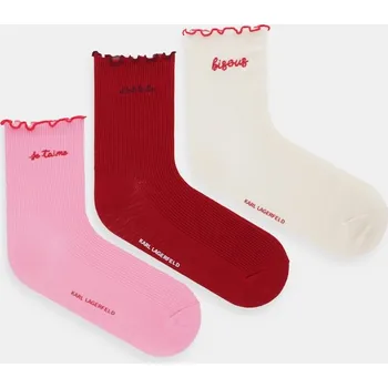 Dámská móda Ponožky Karl Lagerfeld KARL SLOGAN 3-pack B1W47039 růžová 30X, vel. 35-38