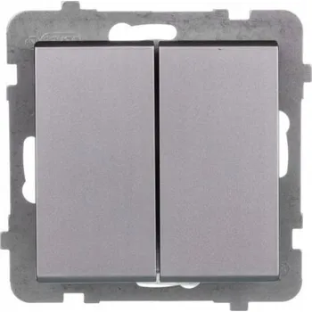 vypínač Dvojitý vypínač pod omítku Ospel stříbrný ŁP-17R/M/38