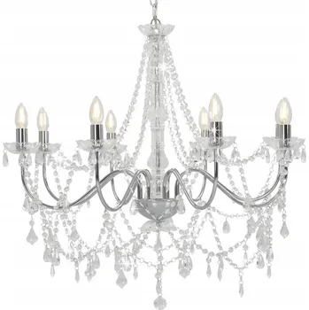 Stropní svítidlo lustr 80 x 75 cm stříbrný s křišťálovými korálky