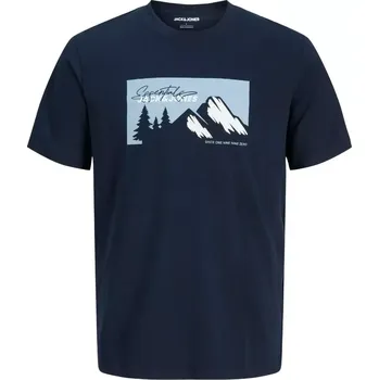 Pánská móda Velké pánské tričko s potiskem a krátkým rukávem Jack & Jones 12285598 tmavě modrá (6XL)