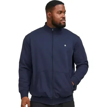 Pánská mikina Velká pánská rozepínací mikina se stojáčkem jednobarevná Jack & Jones 12253745 tmavě modré (4XL)