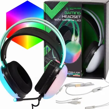 Sluchátka Herní sluchátka Battletron RGB USB svítící barevná náhlavní s mikrofonem