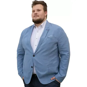 Pánská košile Velká pánská bavlněná (lněná) saka S4 Porto 2 79050-6851-0891 modrá (64R)