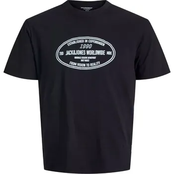 Oblečení a móda Velké pánské tričko s potiskem krátký rukáv Jack & Jones 12284173 černá (6XL)