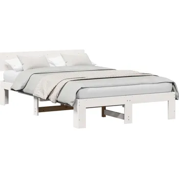 Postel vidaXL Rám postele s čelo Bílá 120 x 200 cm Masivní borové dřevo [872654]