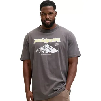 Pánské tričko Pánské tričko ve velkých velikostech s krátkým rukávem a potiskem Jack & Jones 12287093 tmavě šedá (5XL)