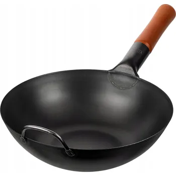 YOSUKATA Wok 30 cm Ocel Ocel – pro Indukci a Plyn, Pánev Wok pro Rychlé Smažení