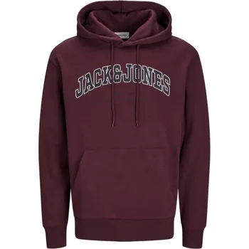 Oblečení a móda Velká pánská mikina s kapucí přes hlavu od značky Jack & Jones 12258867 bordó (5XL)